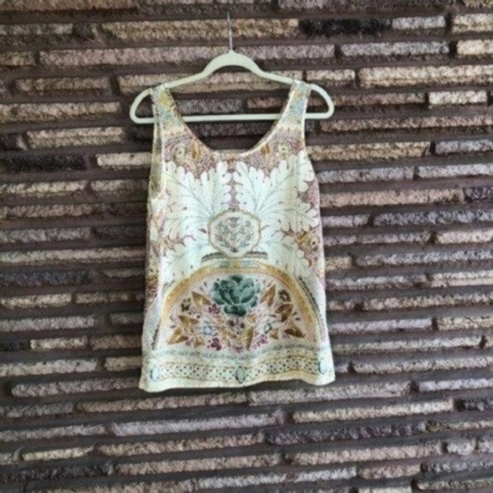 Valentino Miss V Vintage Boho Chic 100% Silk Shell